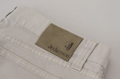 Jeckerson Gray Cotton Tapered Men Casual Pants