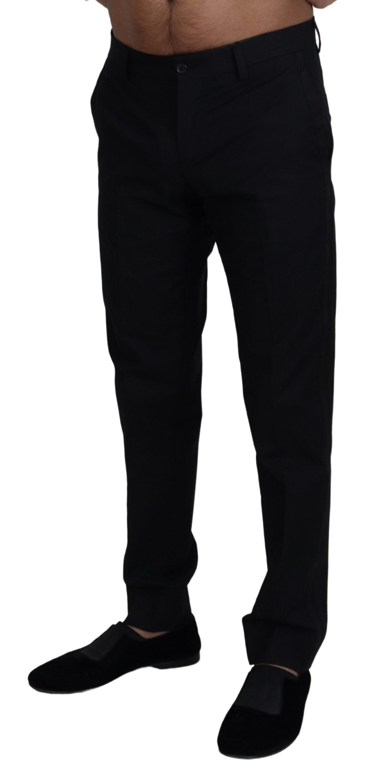 Pantalon de costume en coton noir Dolce & Gabbana