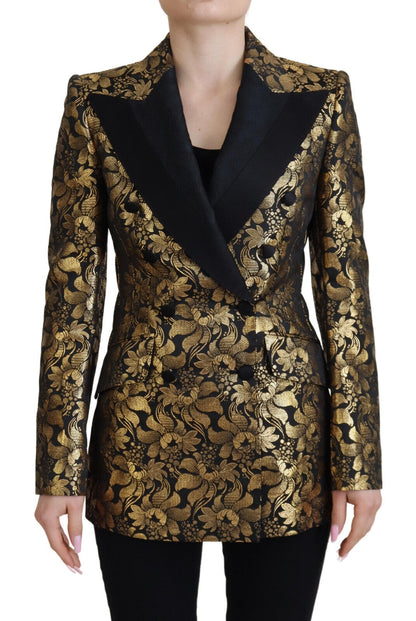 Dolce & Gabbana Veste de blazer noire jacquard or