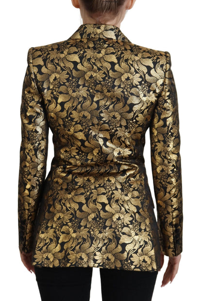 Dolce & Gabbana Veste de blazer noire jacquard or