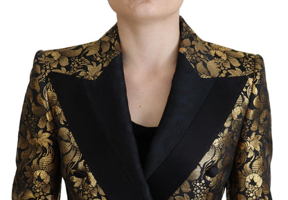 Dolce & Gabbana Veste de blazer noire jacquard or