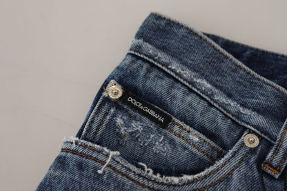 Jean en denim déchiré pour homme en coton bleu Dolce & Gabbana