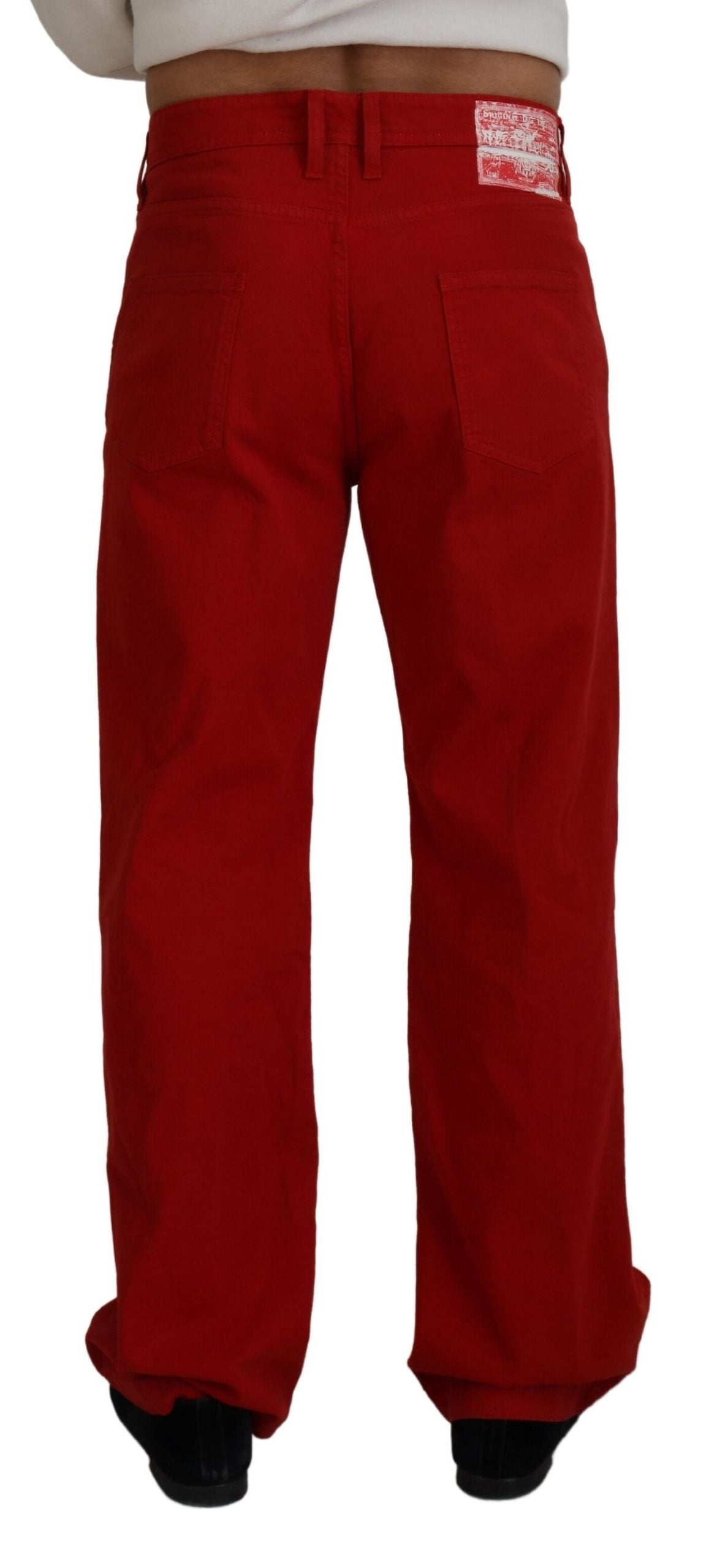 Jean en denim droit en coton rouge Dolce & Gabbana pour homme