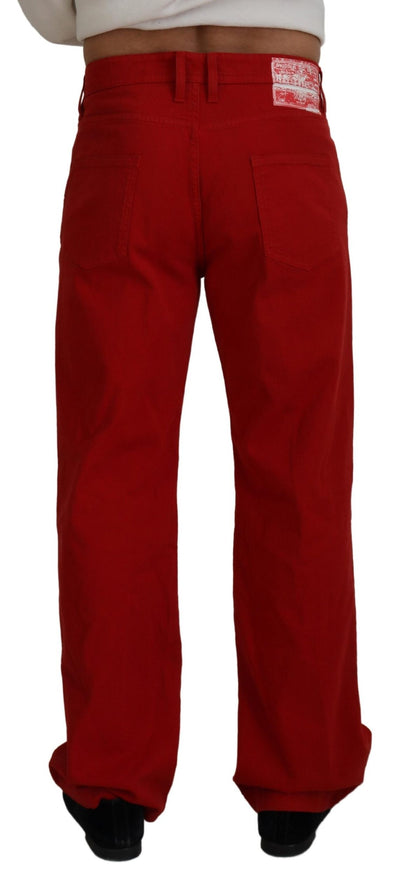 Jean en denim droit en coton rouge Dolce & Gabbana pour homme