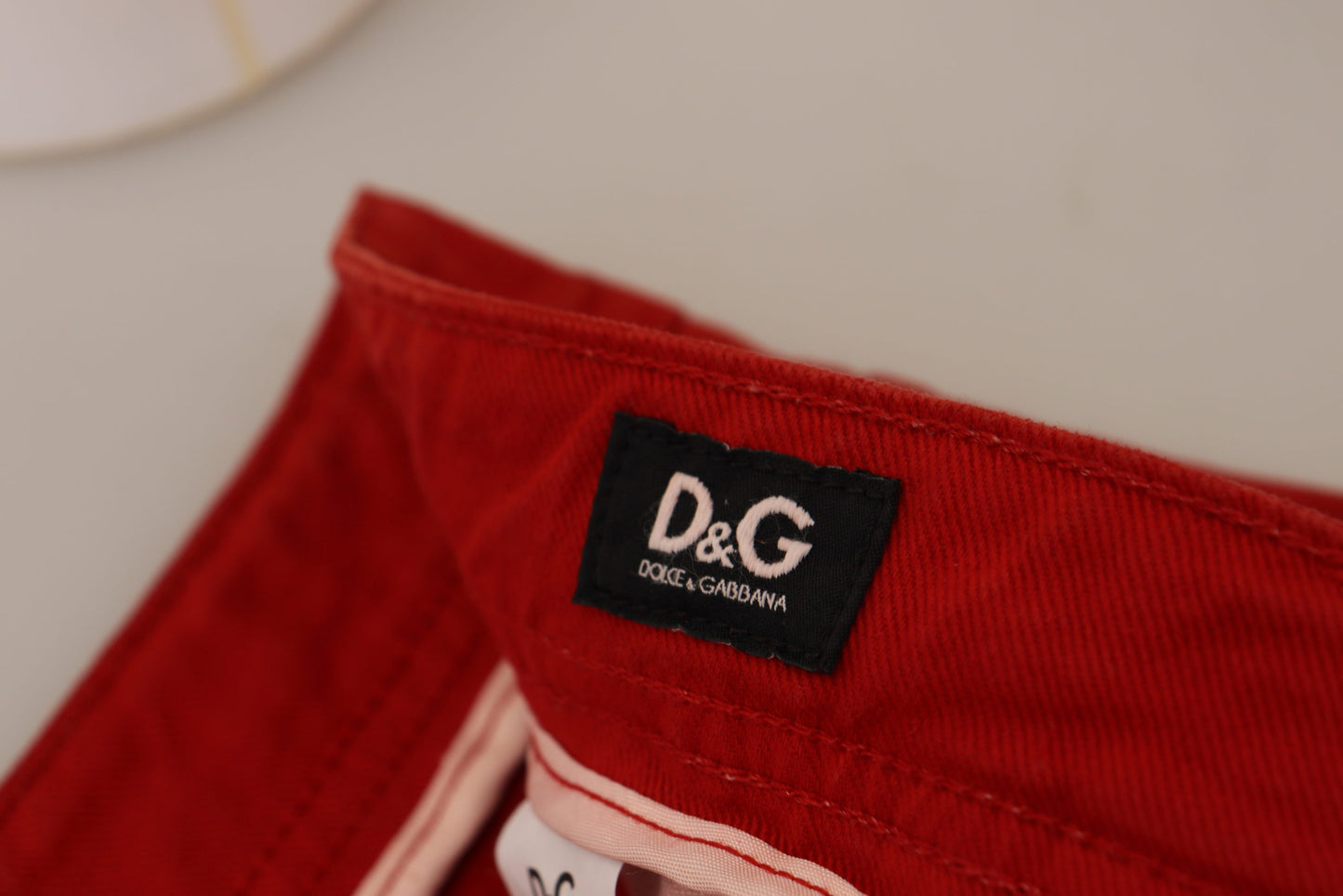 Jean en denim droit en coton rouge Dolce & Gabbana pour homme