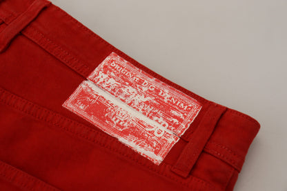 Jean en denim droit en coton rouge Dolce & Gabbana pour homme