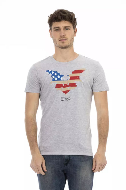 Trussardi Action Gray Cotton Men T-Shirt