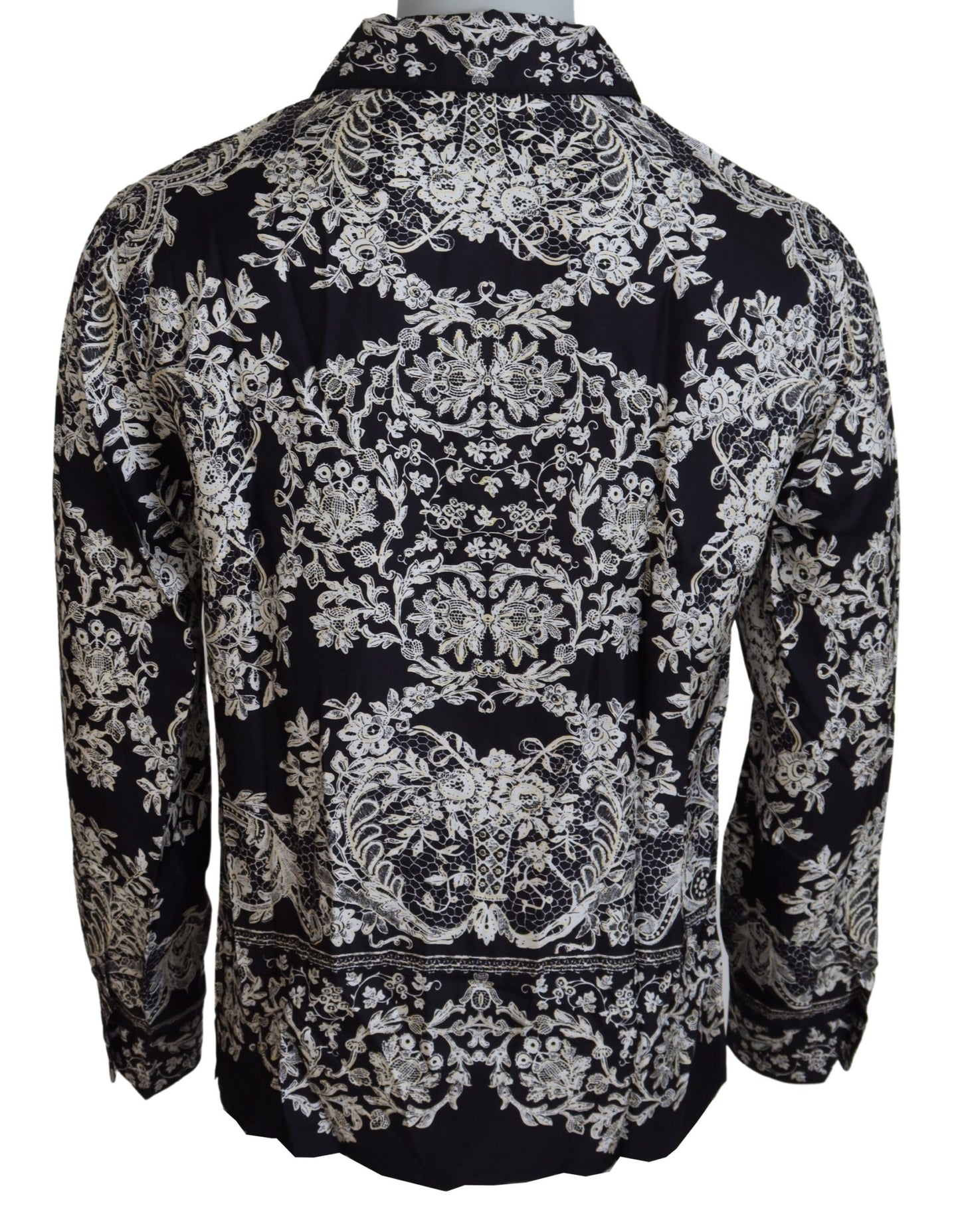 Chemise Décontractée en Satin Baroque Floral en Soie Bleue Dolce & Gabbana