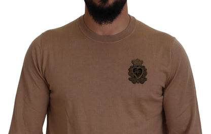 Pull Dolce & Gabbana en cachemire beige à logo couronne