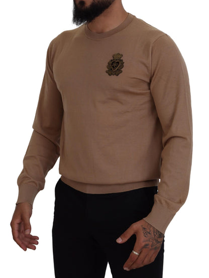 Pull Dolce & Gabbana en cachemire beige à logo couronne