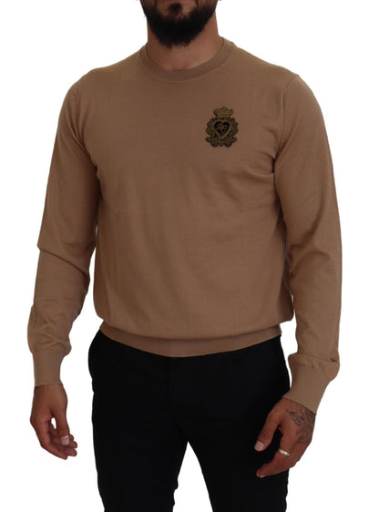 Pull Dolce & Gabbana en cachemire beige à logo couronne