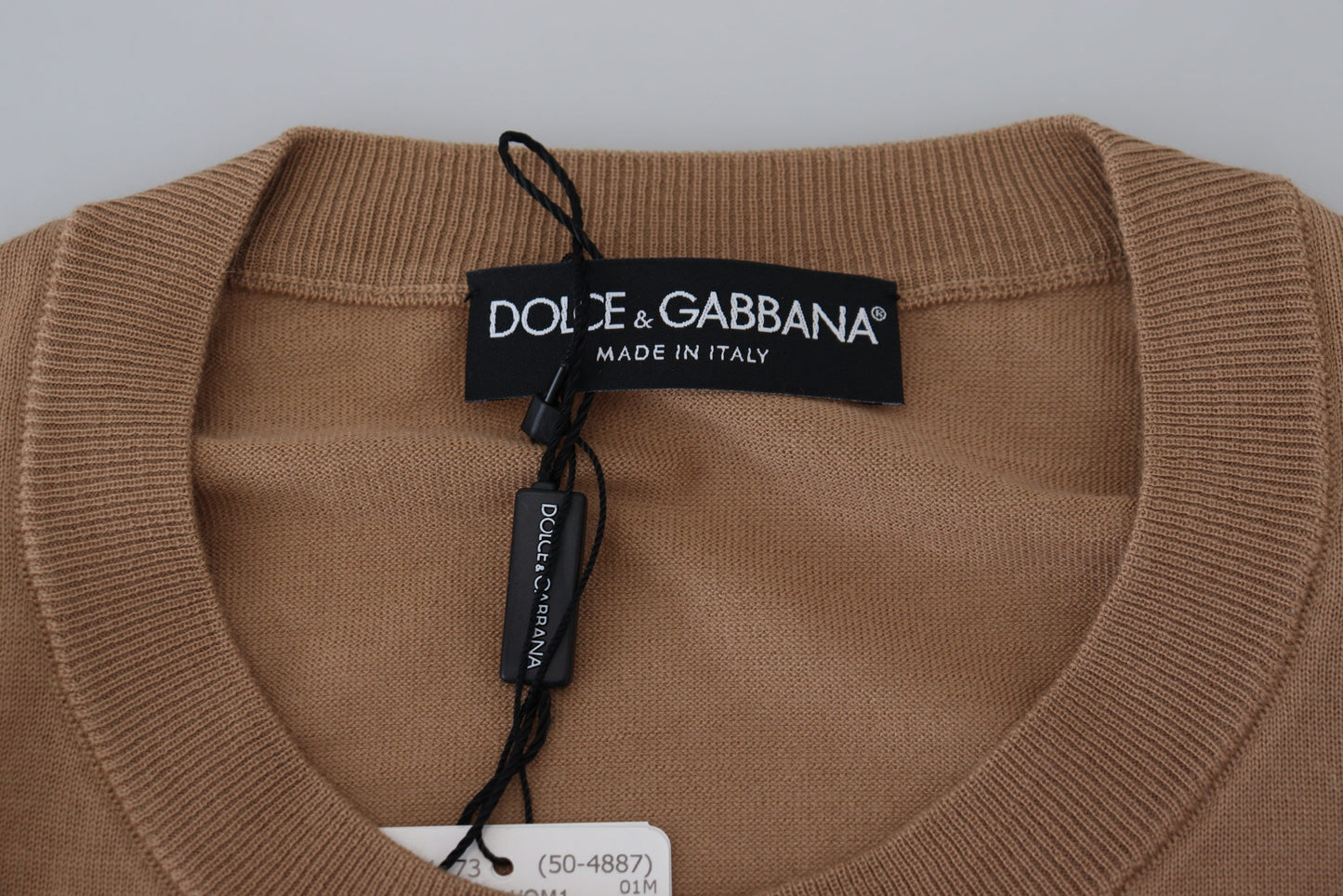 Pull Dolce & Gabbana en cachemire beige à logo couronne
