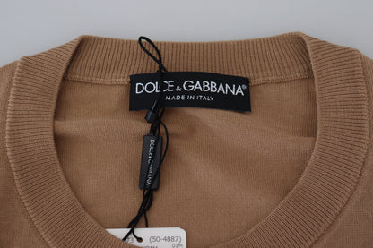 Pull Dolce & Gabbana en cachemire beige à logo couronne