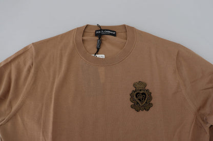 Pull Dolce & Gabbana en cachemire beige à logo couronne
