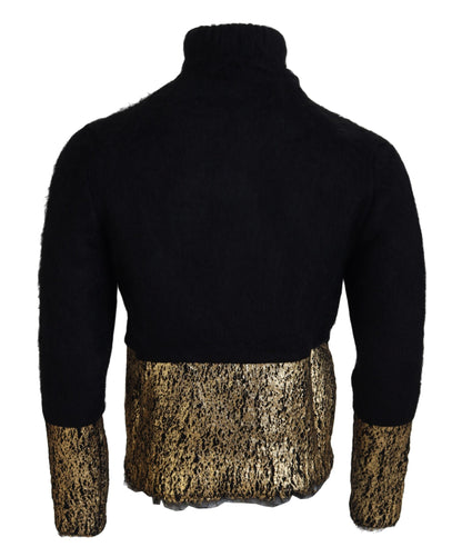 Pull col roulé en mohair noir et or Dolce & Gabbana pour homme