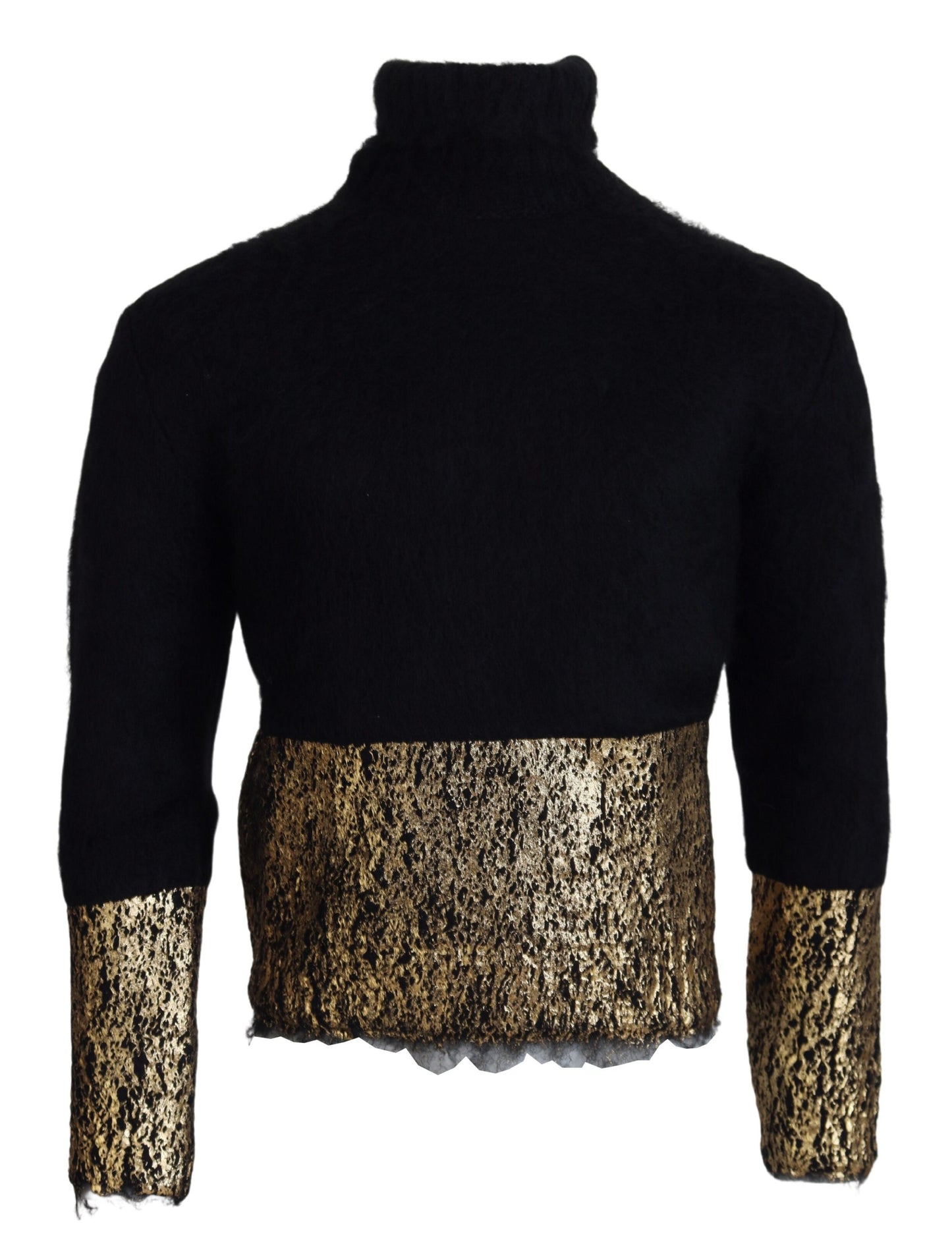 Pull col roulé en mohair noir et or Dolce & Gabbana pour homme