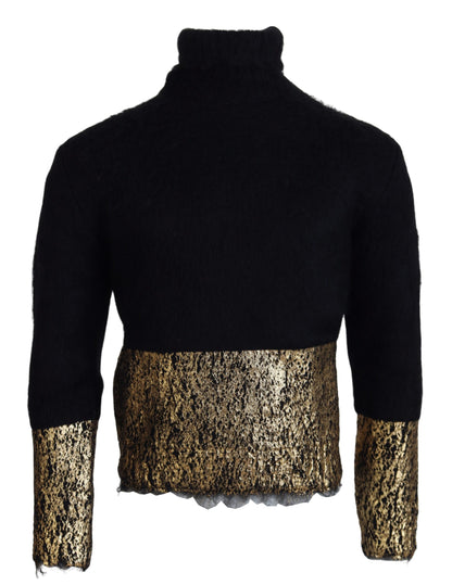 Pull col roulé en mohair noir et or Dolce & Gabbana pour homme