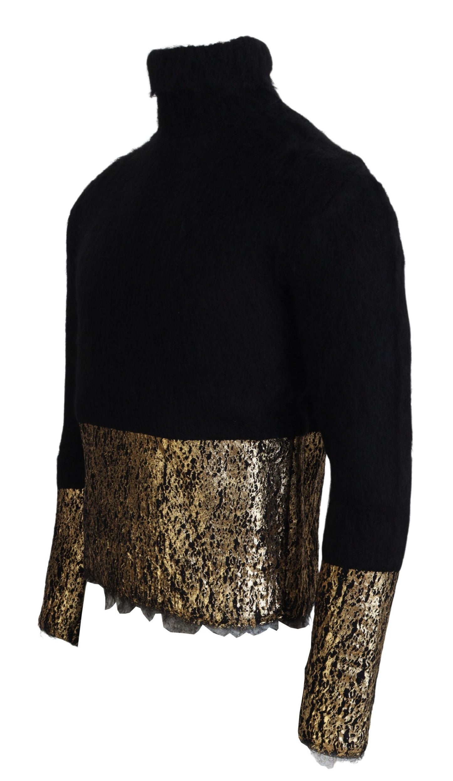 Pull col roulé en mohair noir et or Dolce & Gabbana pour homme