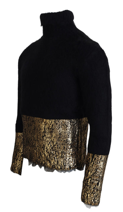 Pull col roulé en mohair noir et or Dolce & Gabbana pour homme