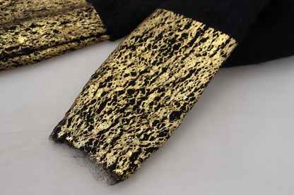 Pull col roulé en mohair noir et or Dolce & Gabbana pour homme