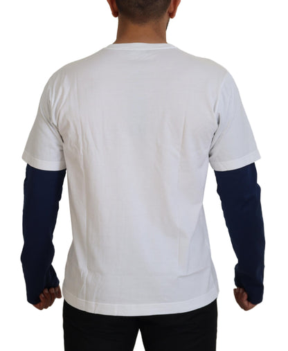 Pull Dolce & Gabbana blanc bleu motif couronne DG