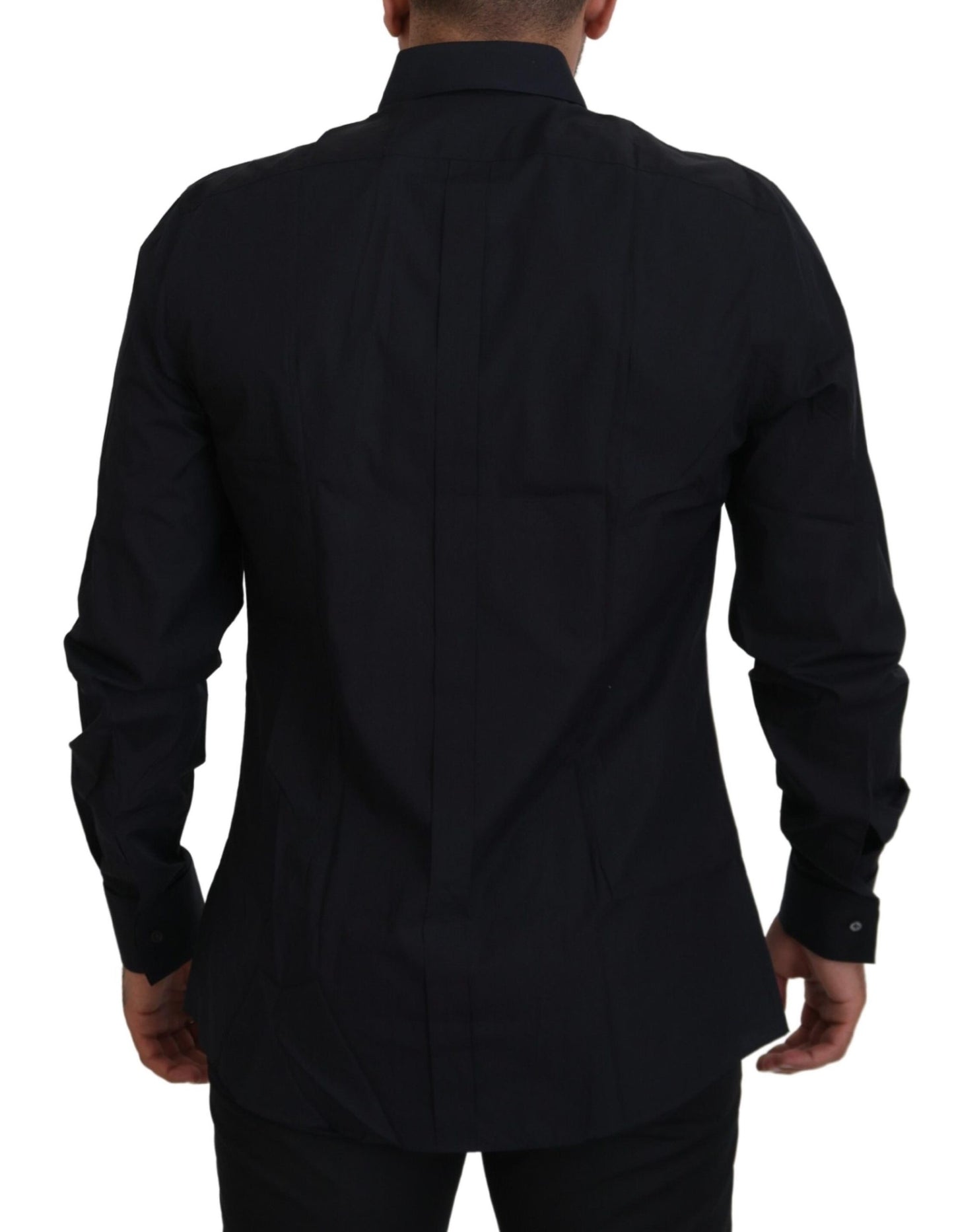 Chemise homme Dolce & Gabbana en coton noir et or, coupe ajustée