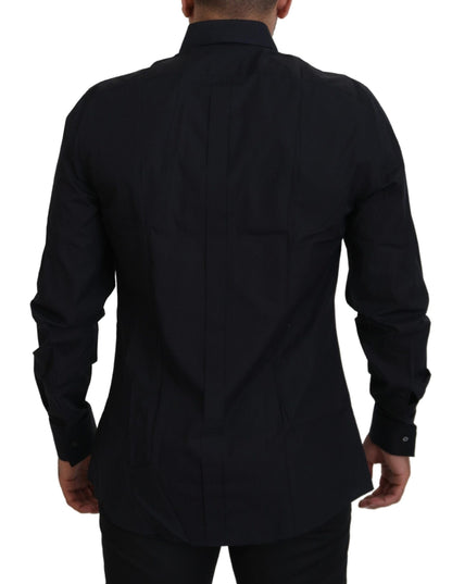 Chemise homme Dolce & Gabbana en coton noir et or, coupe ajustée