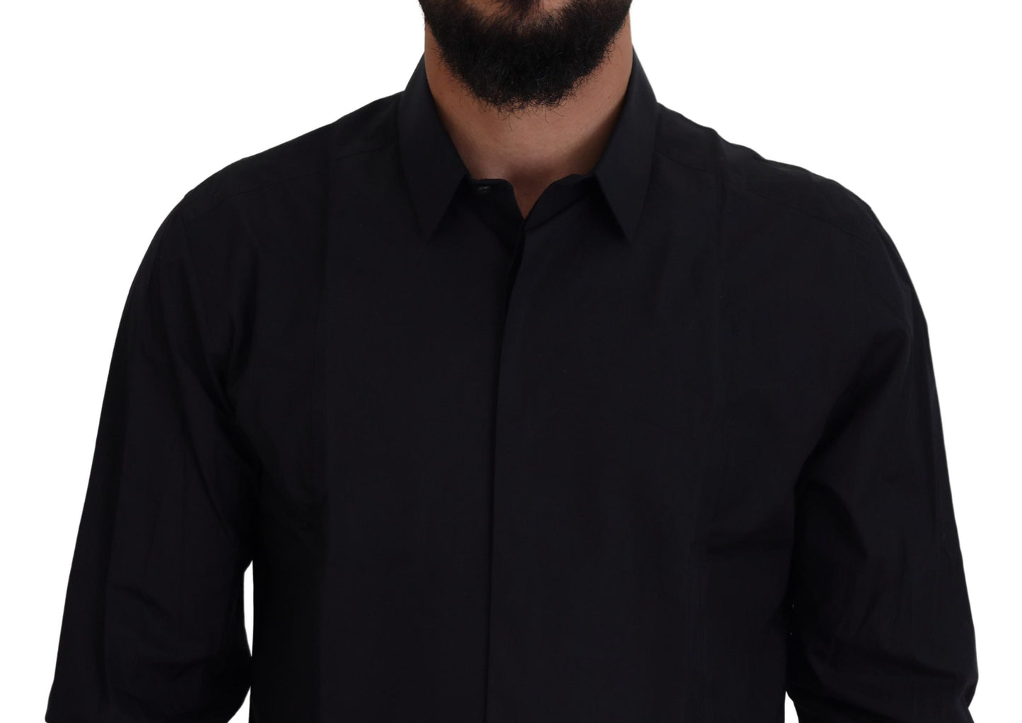 Chemise homme Dolce & Gabbana en coton noir et or, coupe ajustée