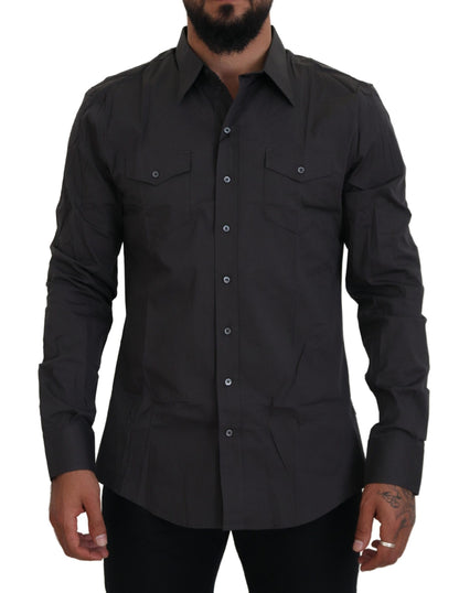 Chemise Dolce & Gabbana gris SICILIA coupe ajustée stretch