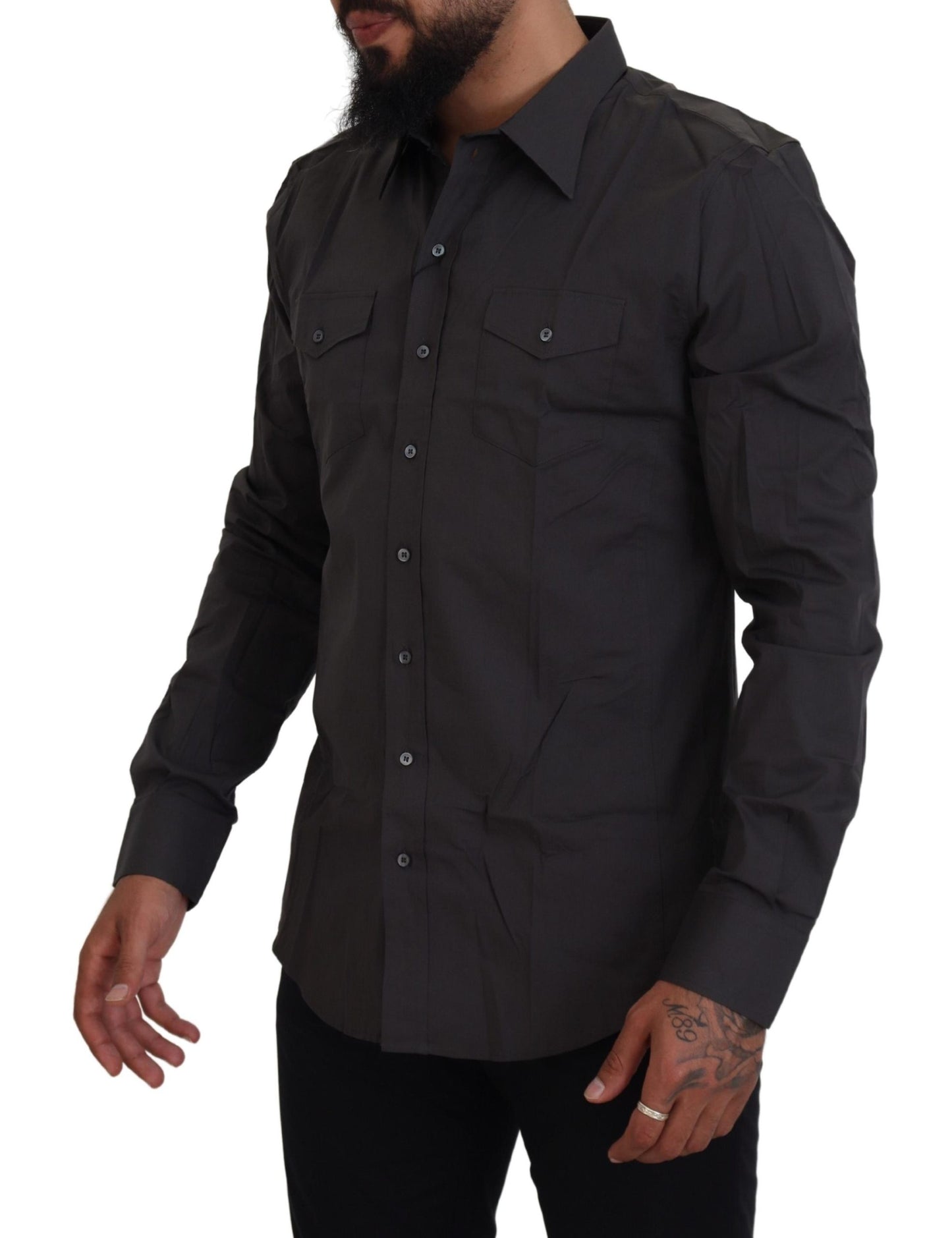Chemise Dolce & Gabbana gris SICILIA coupe ajustée stretch