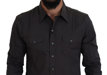 Chemise Dolce & Gabbana gris SICILIA coupe ajustée stretch