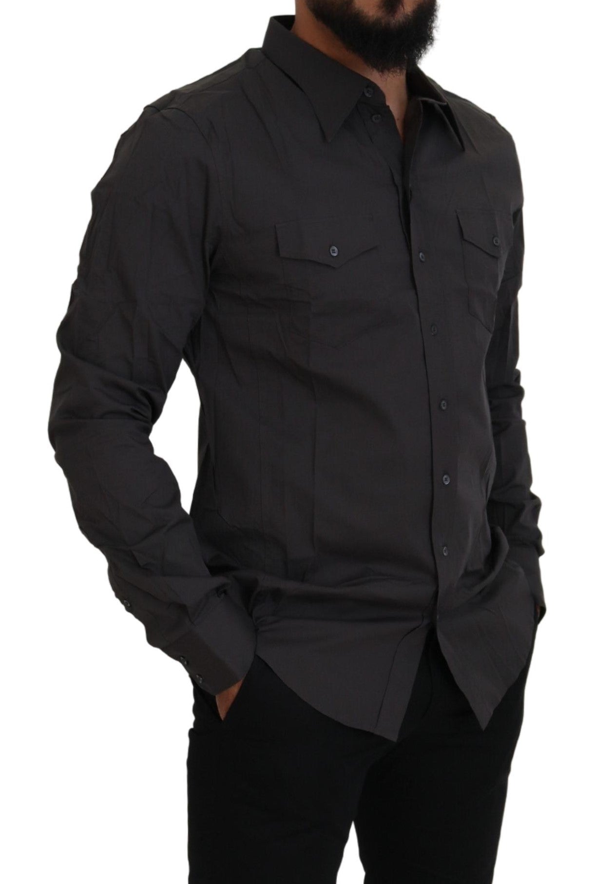Chemise Dolce & Gabbana gris SICILIA coupe ajustée stretch