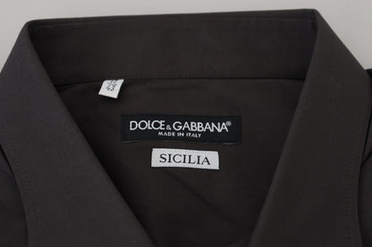 Chemise Dolce & Gabbana gris SICILIA coupe ajustée stretch