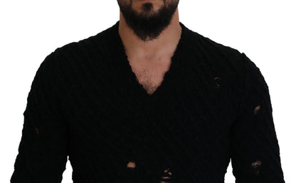 Pull en maille Dolce & Gabbana en laine noire à col en V