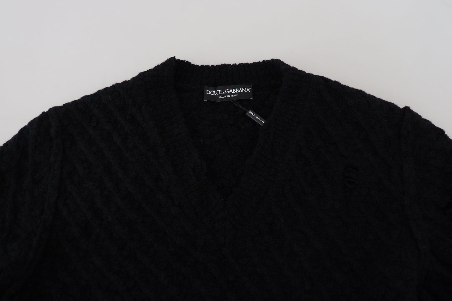 Pull en maille Dolce & Gabbana en laine noire à col en V