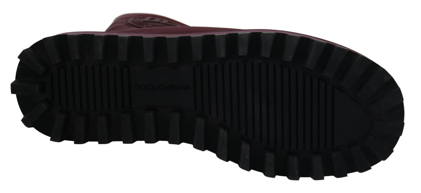 Bottes mi-montantes Dolce & Gabbana en nylon bordeaux rembourrées