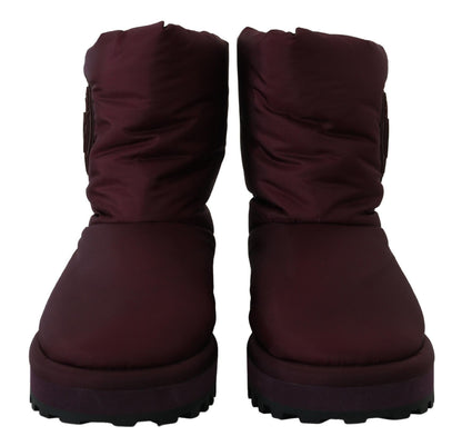 Bottes mi-montantes Dolce & Gabbana en nylon bordeaux rembourrées