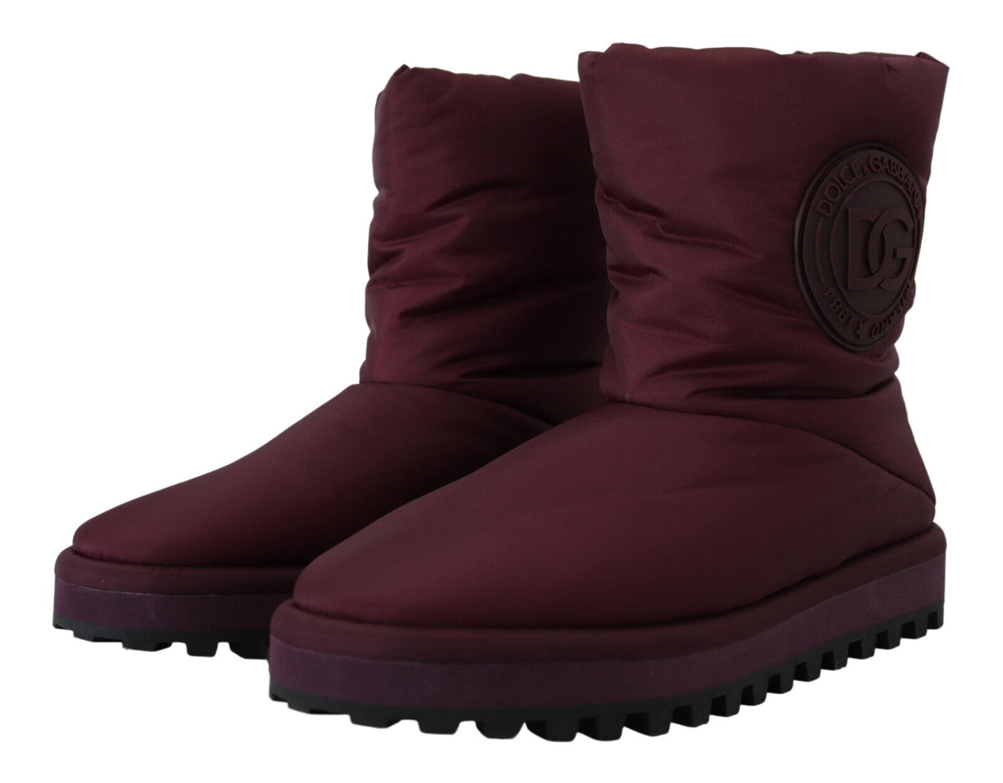 Bottes mi-montantes Dolce & Gabbana en nylon bordeaux rembourrées