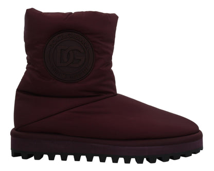 Bottes mi-montantes Dolce & Gabbana en nylon bordeaux rembourrées