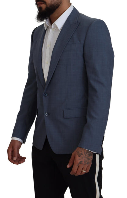 Blazer ajusté Dolce & Gabbana en laine stretch bleue
