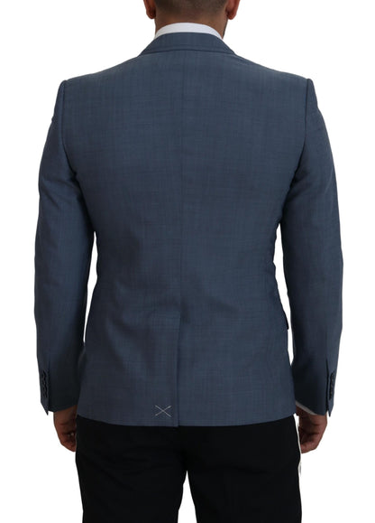 Blazer ajusté Dolce & Gabbana en laine stretch bleue