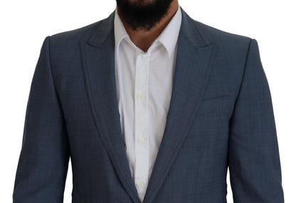 Blazer ajusté Dolce & Gabbana en laine stretch bleue