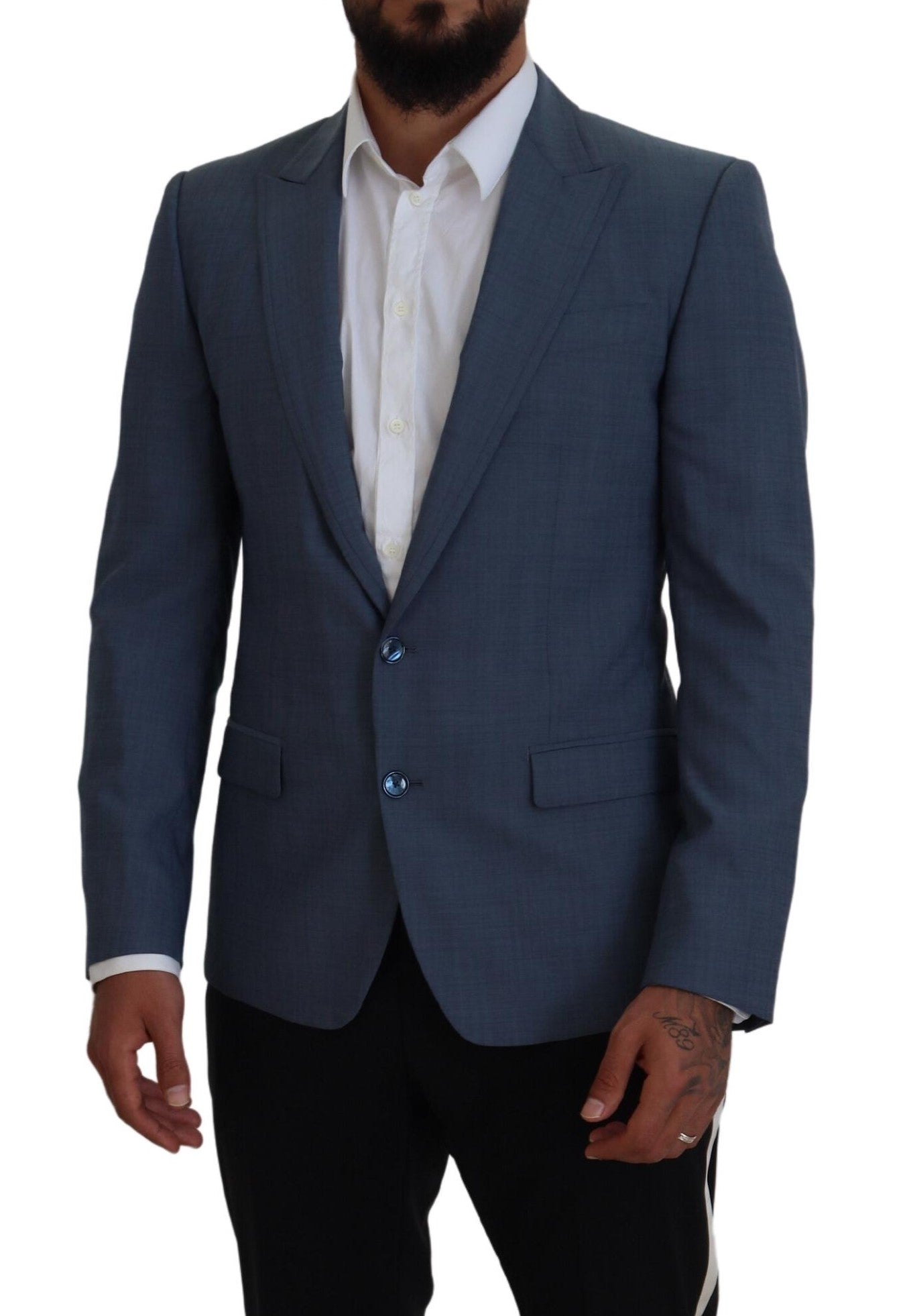 Blazer ajusté Dolce & Gabbana en laine stretch bleue
