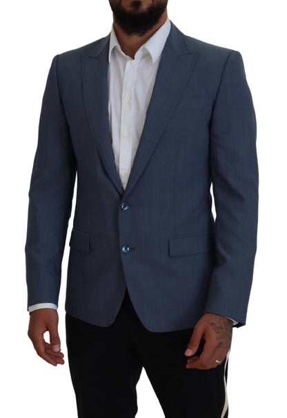 Blazer ajusté Dolce & Gabbana en laine stretch bleue