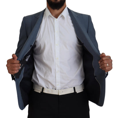 Blazer ajusté Dolce & Gabbana en laine stretch bleue