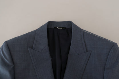 Blazer ajusté Dolce & Gabbana en laine stretch bleue