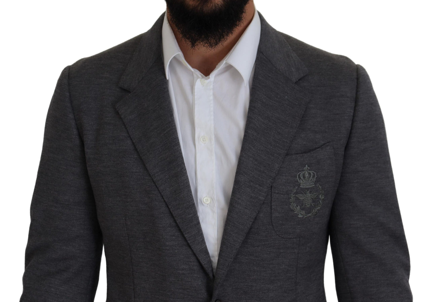 Dolce & Gabbana Blazer coupe ajustée en laine stretch grise