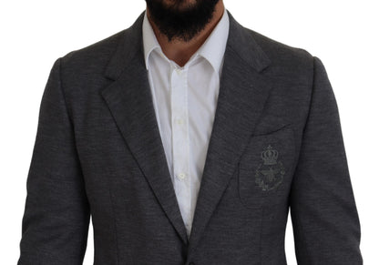 Dolce & Gabbana Blazer coupe ajustée en laine stretch grise