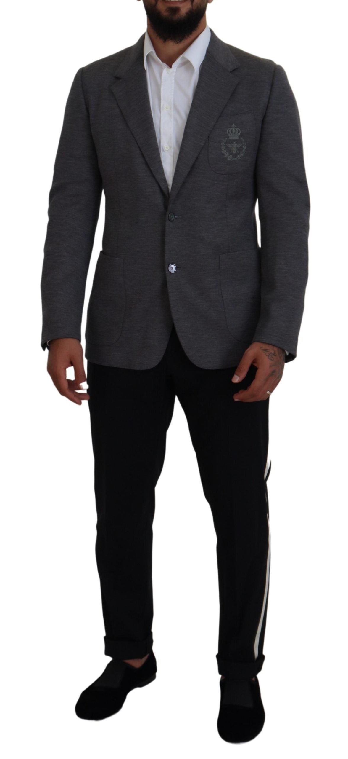 Dolce & Gabbana Blazer coupe ajustée en laine stretch grise