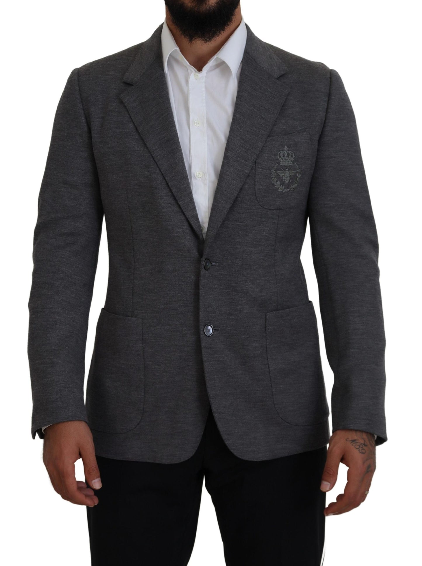 Dolce & Gabbana Blazer coupe ajustée en laine stretch grise